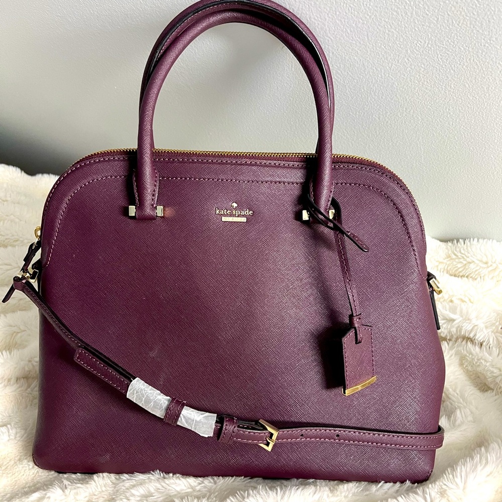 Kate Spade large satchel leather bag. Beautiful wine color.